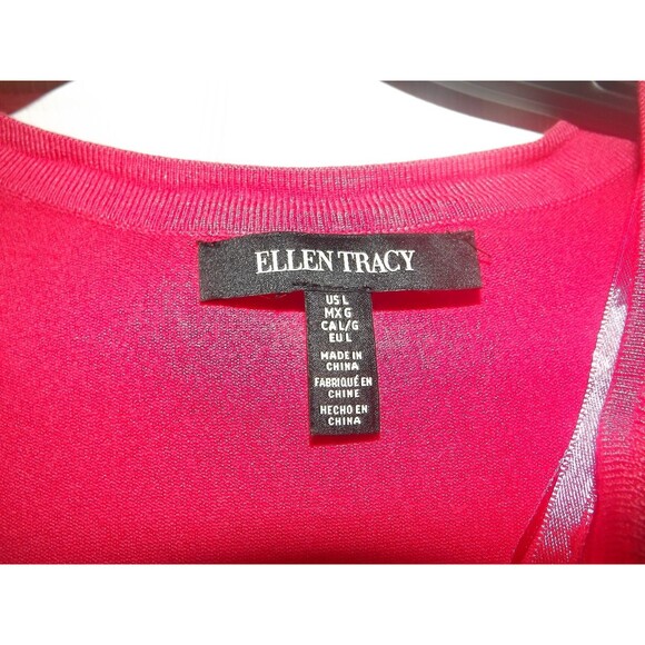 Ellen Tracy Sweatshirt Womens Size Large Pink Viscose/Nylon L/S Button Up - Picture 2 of 3
